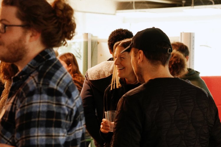 People meeting at Blue Garage